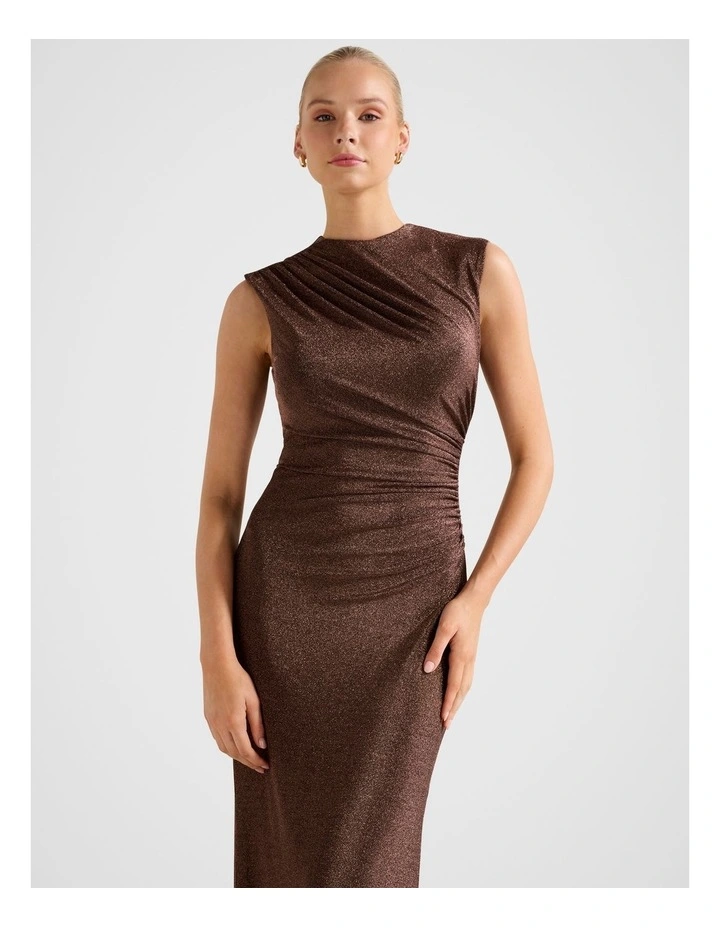 Kristy Metallic Maxi Dress in Brown image 4