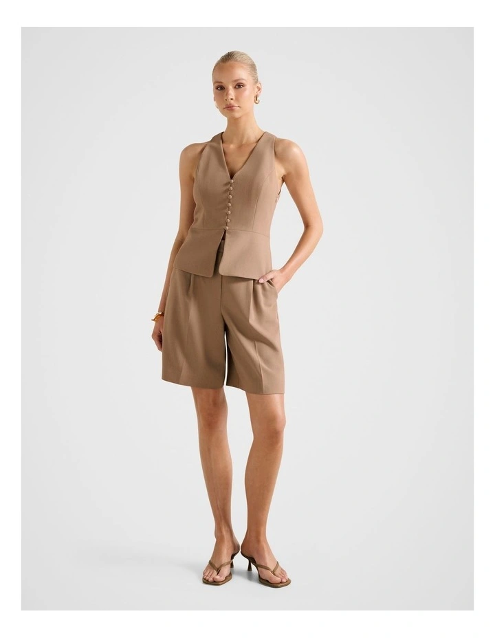 Honey V-Neck Waistcoat in Brown image 5