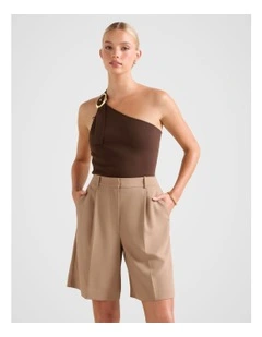 Monroe Asymmetrical Knitted Top in Chocolate