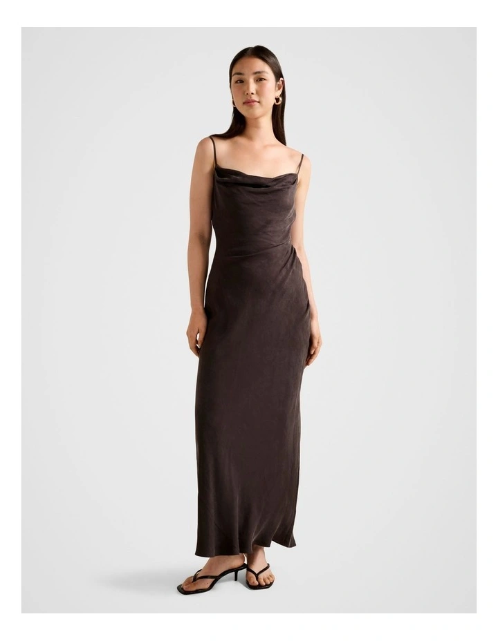 Zoe Cupro Midi Dress in Brown image 1