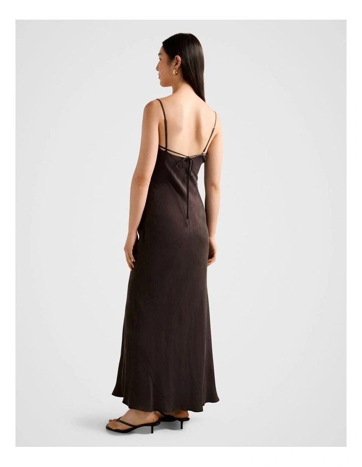 Zoe Cupro Midi Dress in Brown image 2