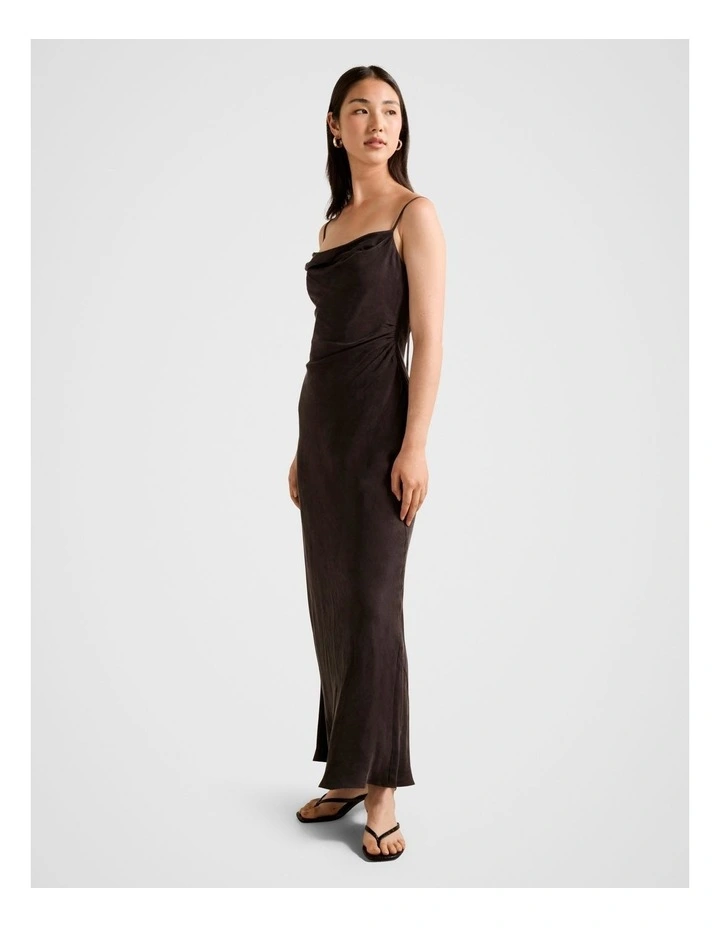 Zoe Cupro Midi Dress in Brown image 3