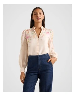 Emilia Printed Blouse in Cream