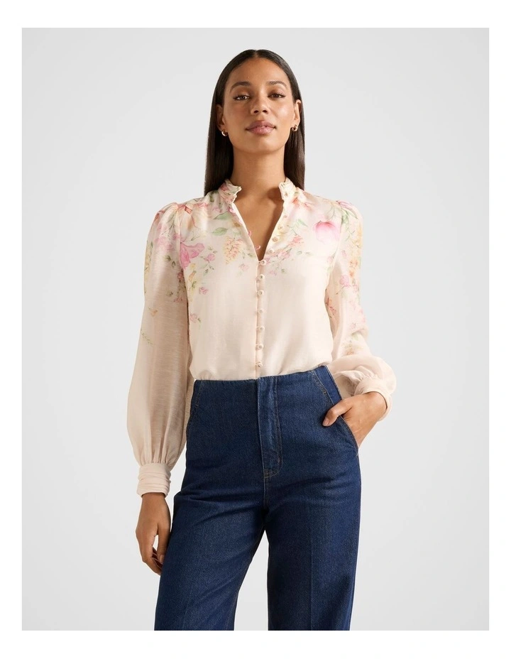 Emilia Printed Blouse in Cream image 1