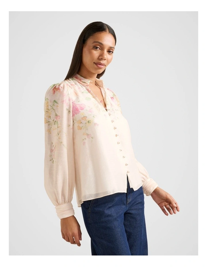 Emilia Printed Blouse in Cream image 3