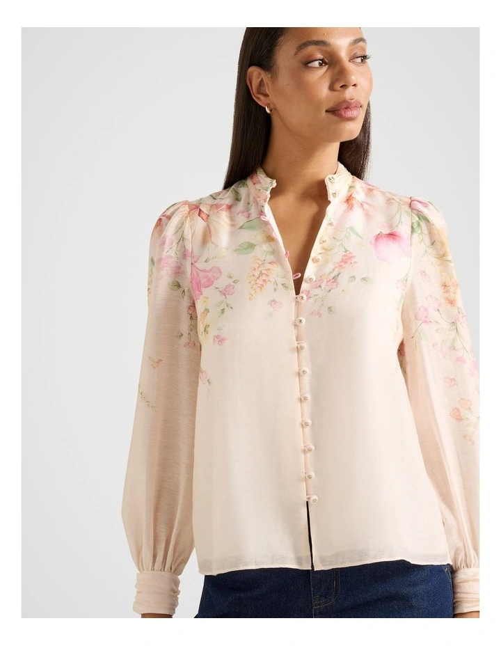 Emilia Printed Blouse in Cream image 4