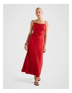 Zoe Cupro Midi Dress in Red