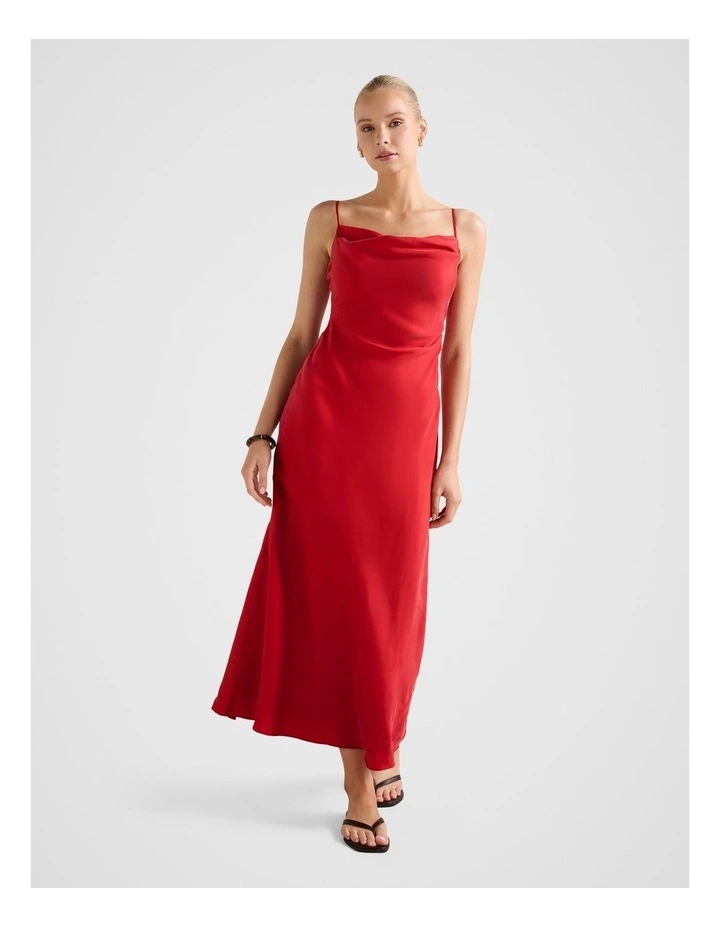 Zoe Cupro Midi Dress in Red image 1