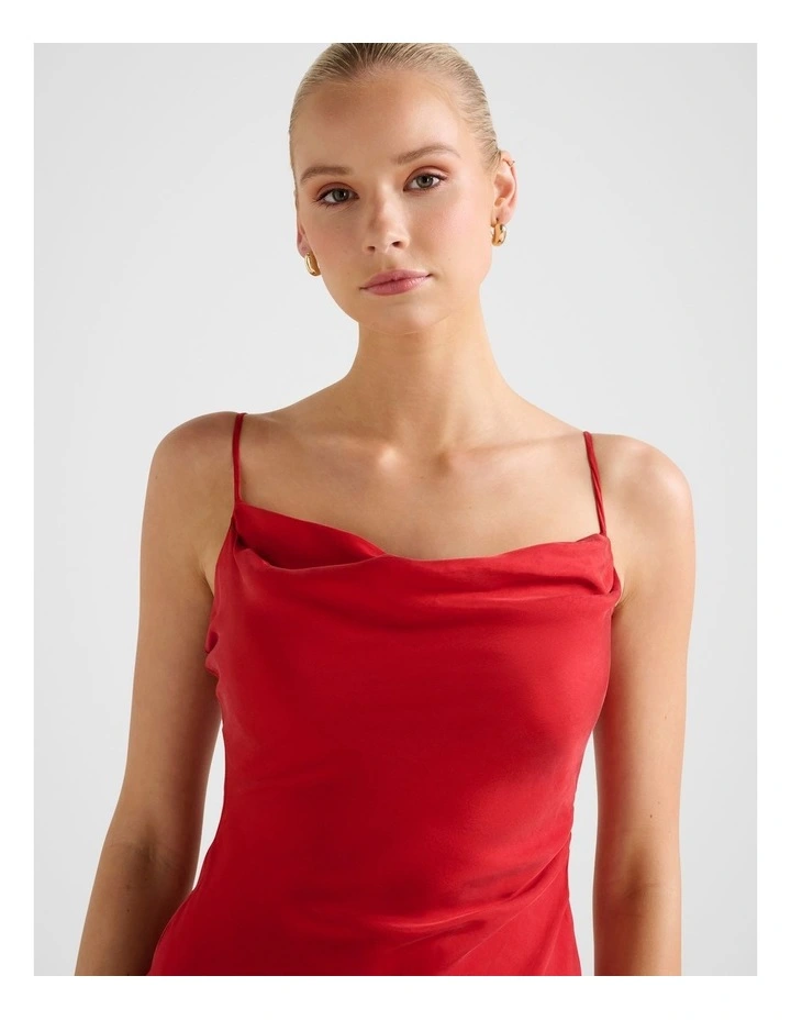 Zoe Cupro Midi Dress in Red image 4