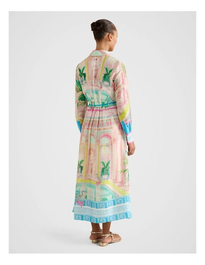 Abbey Printed Shirt Midi Dress in Multi image 2