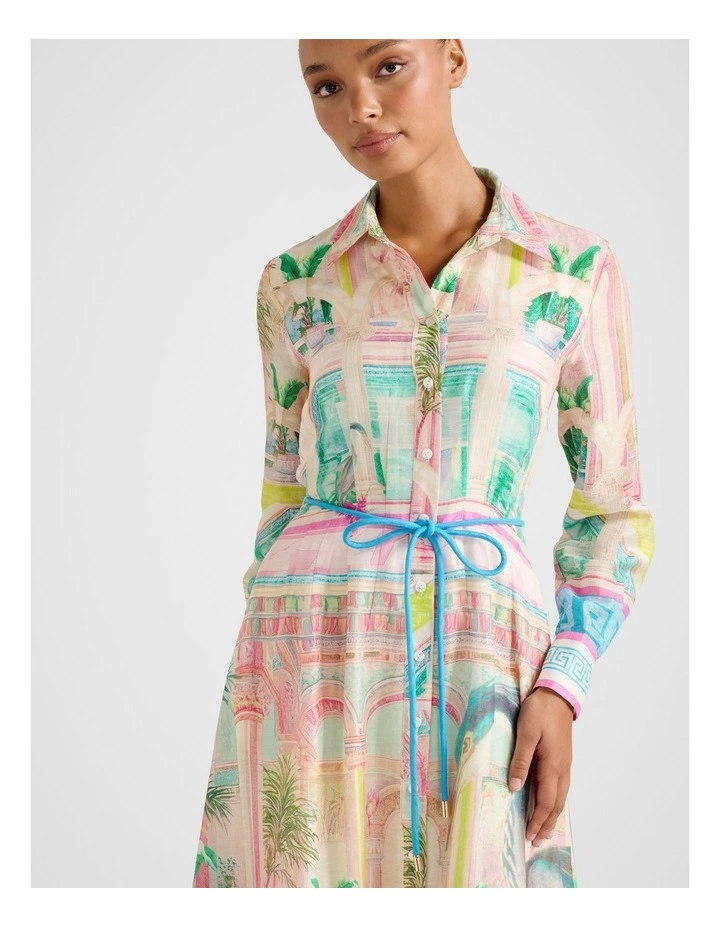 Abbey Printed Shirt Midi Dress in Multi image 4