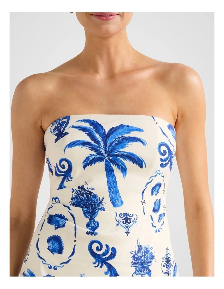 Ginny Stretch Linen Tuck Side Mini Dress in Multi image 4