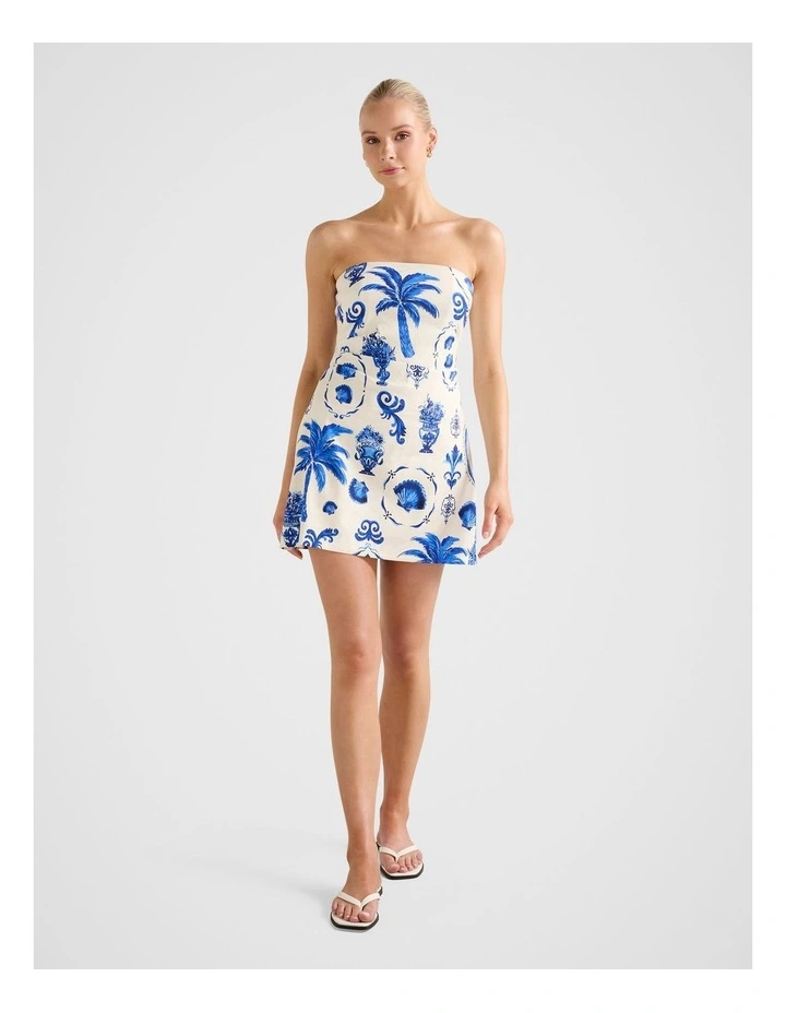 Ginny Stretch Linen Tuck Side Mini Dress in Multi image 5