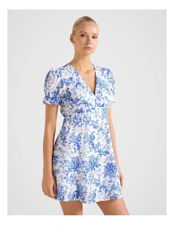 Saffron Linen Mini Dress in Multi image 3