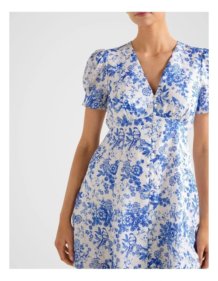 Saffron Linen Mini Dress in Multi image 4