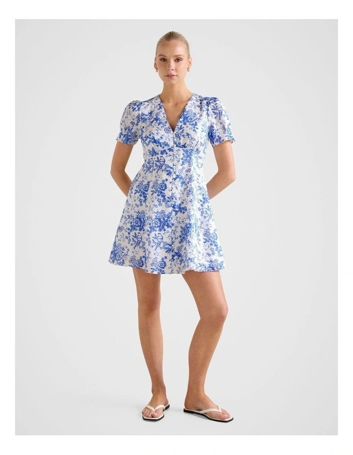 Saffron Linen Mini Dress in Multi image 5