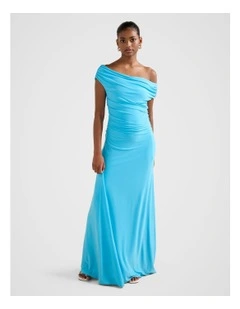 Romy Off Shoulder Dress in Blue