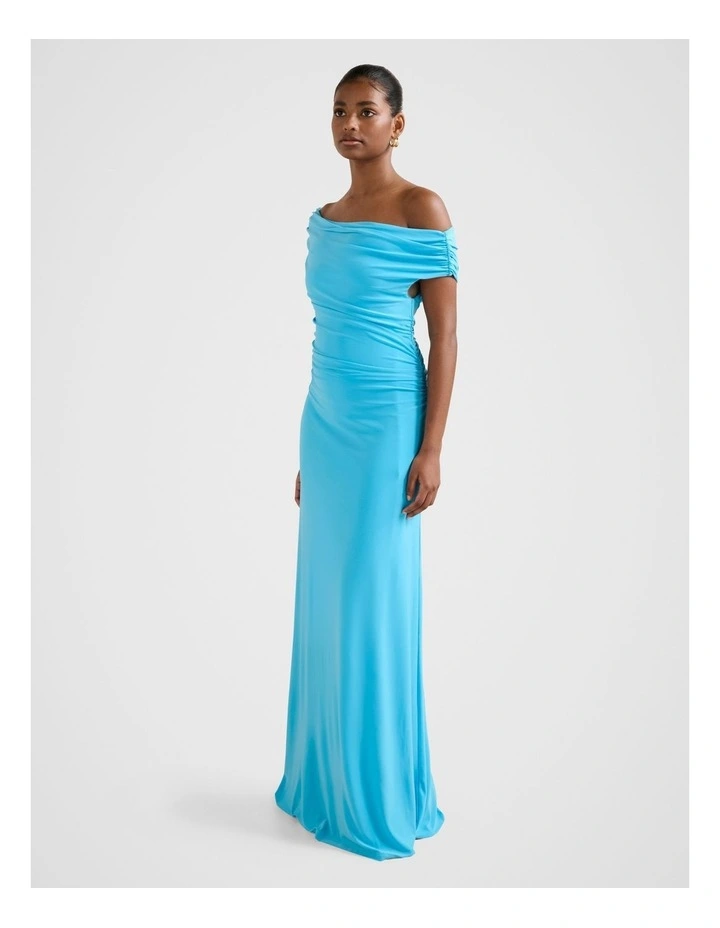 Romy Off Shoulder Dress in Blue image 3
