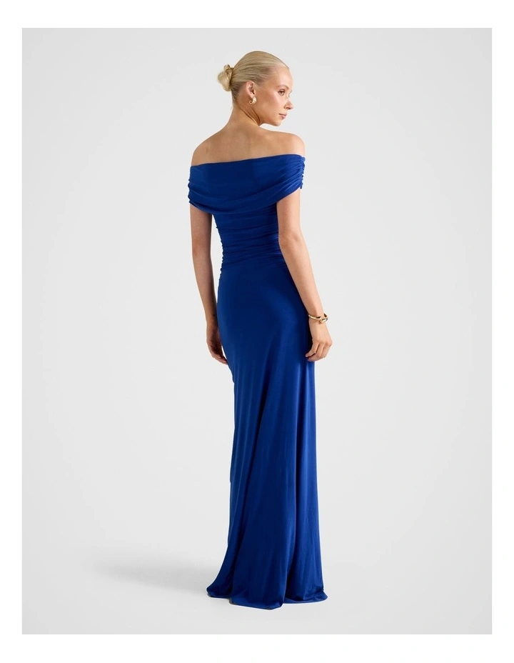 Romy Off Shoulder Jersey Maxi Dress in Blue image 2