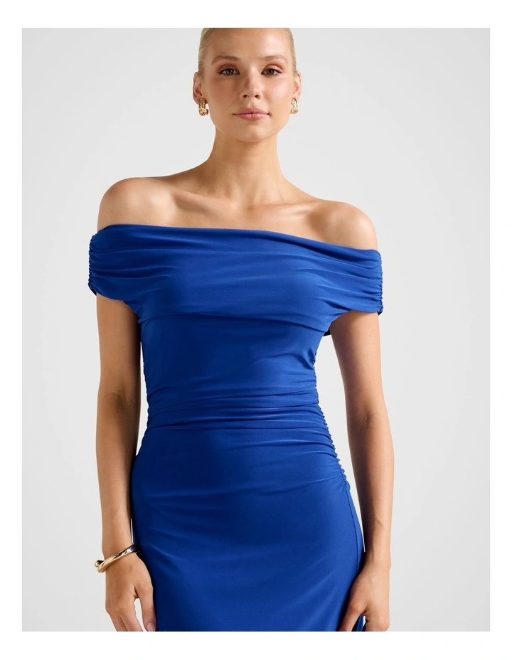 Romy Off Shoulder Jersey Maxi Dress in Blue image 4