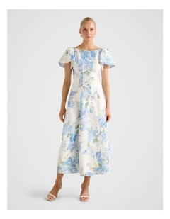 Kaya Printed Flutter Midi Dress in Multi