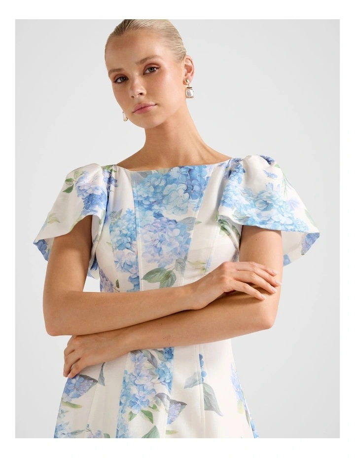 Kaya Printed Flutter Midi Dress in Multi image 4