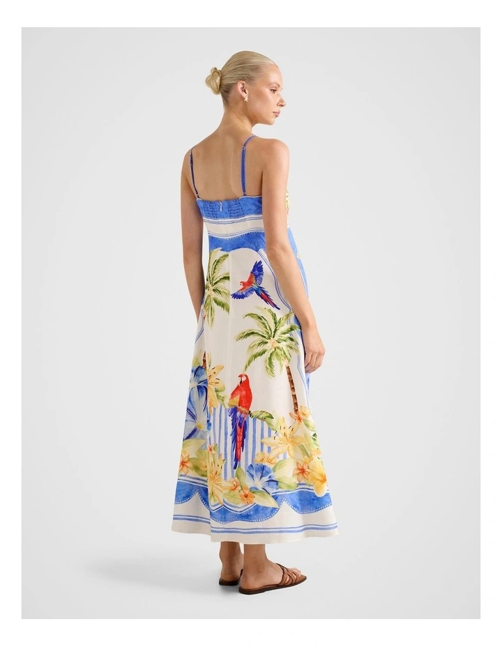 Bianca Printed Linen Midi Dress in Multi image 2