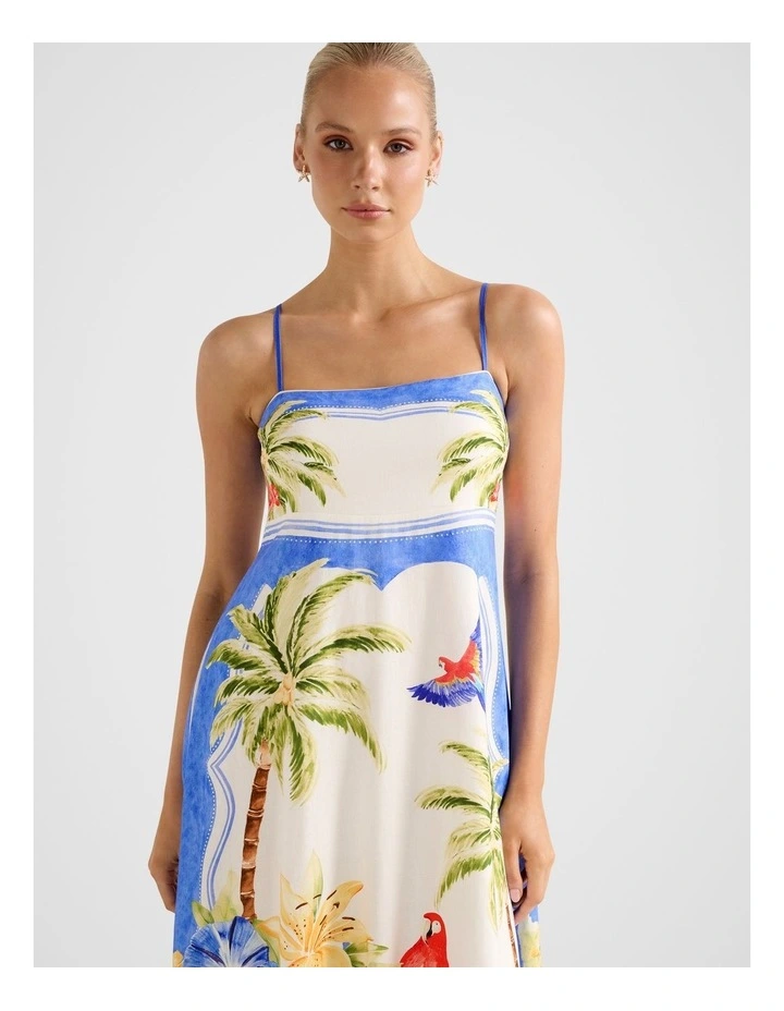 Bianca Printed Linen Midi Dress in Multi image 4