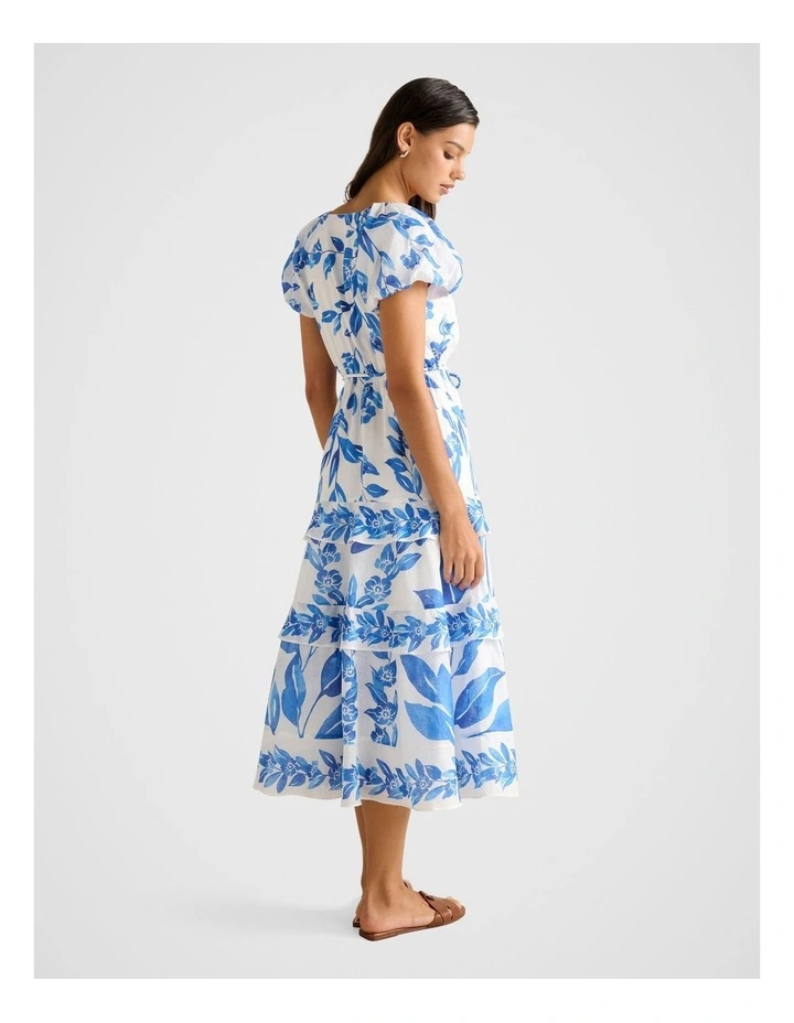 Iris Tiered Ruffle Midi Dress in Blue image 2