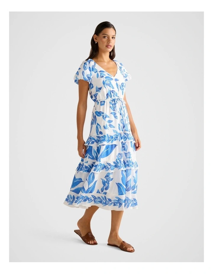 Iris Tiered Ruffle Midi Dress in Blue image 3