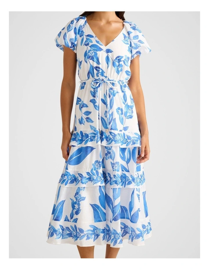 Iris Tiered Ruffle Midi Dress in Blue image 4