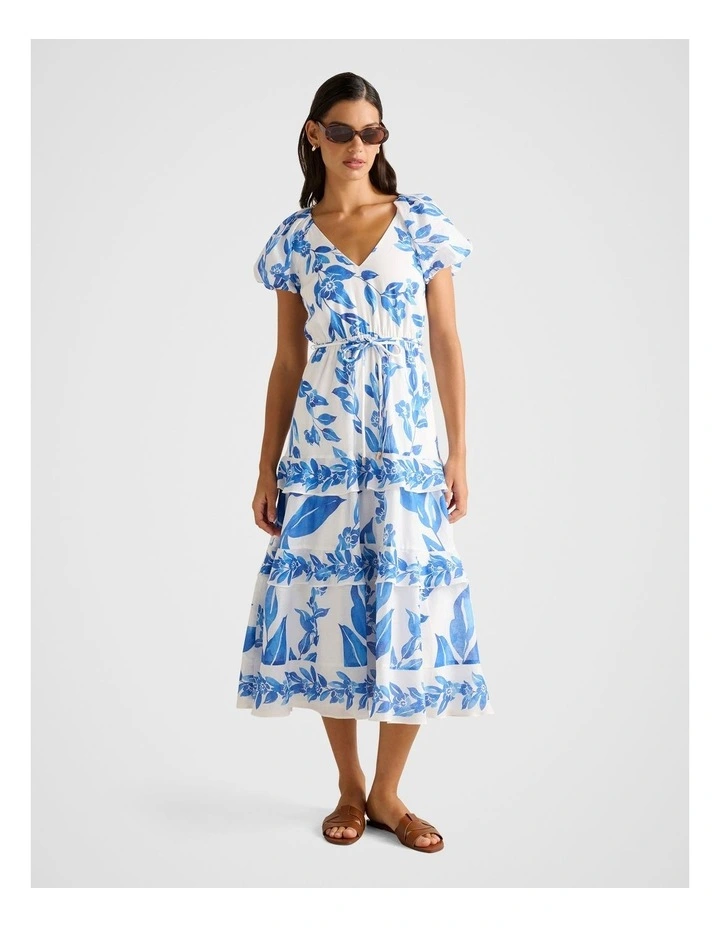 Iris Tiered Ruffle Midi Dress in Blue image 5