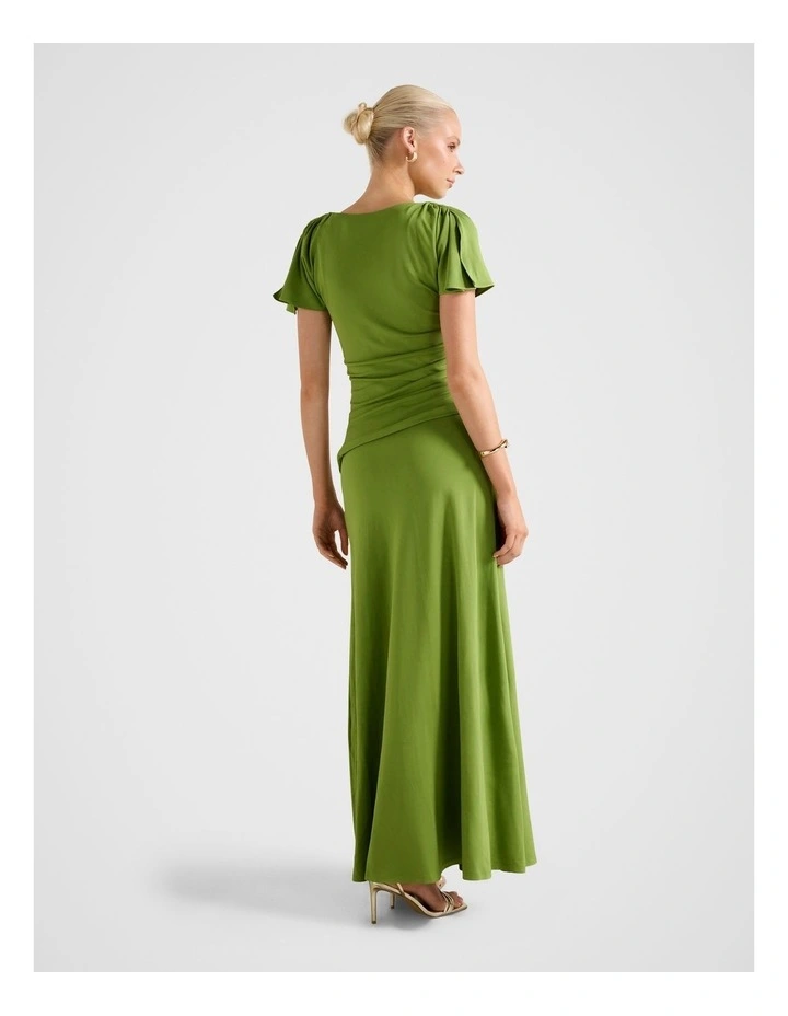 Gemini High Neck Jersey Maxi Dress in Green image 2