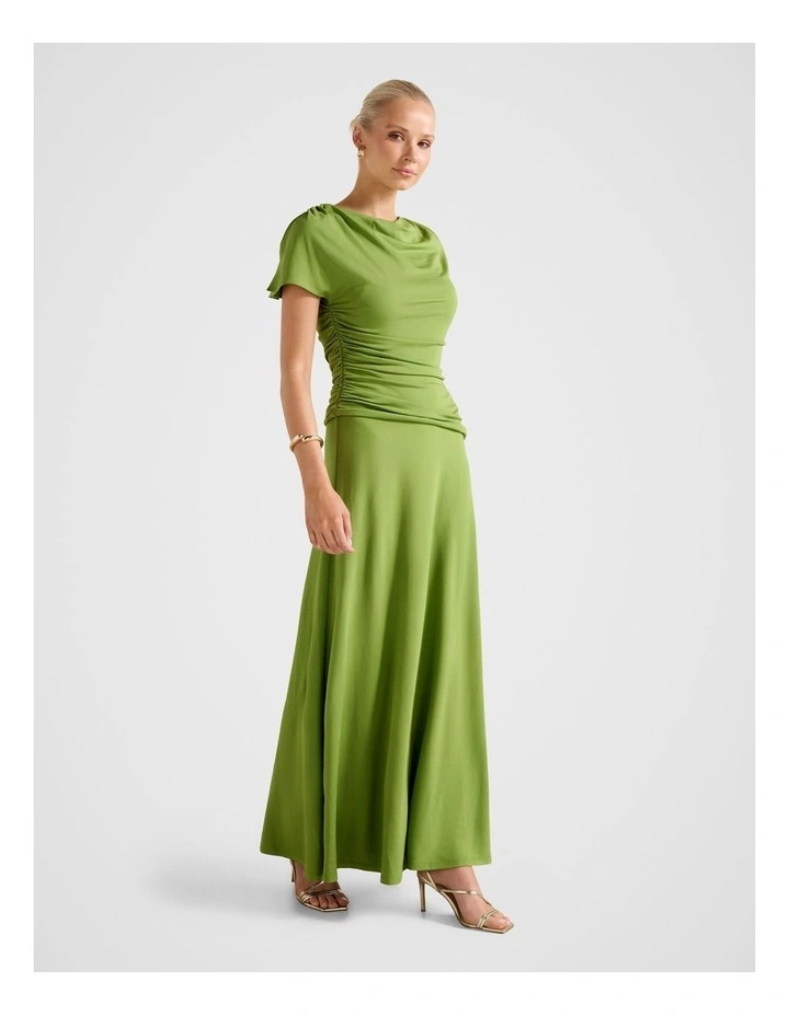 Gemini High Neck Jersey Maxi Dress in Green image 3