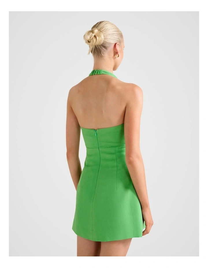 Stormie Halter Neck Buckle Mini Dress in Green image 2