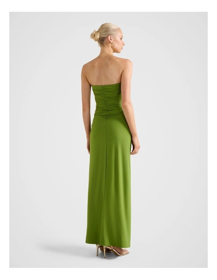 Keely Strapless Jersey Maxi Dress in Green image 2