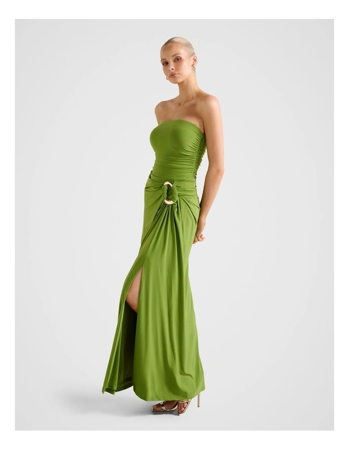 Keely Strapless Jersey Maxi Dress in Green image 3