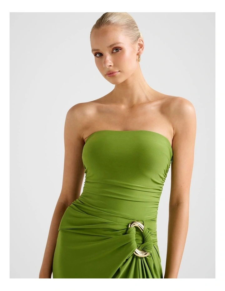 Keely Strapless Jersey Maxi Dress in Green image 4