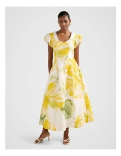 Lily Scoop Neck Midi Dress in Multi