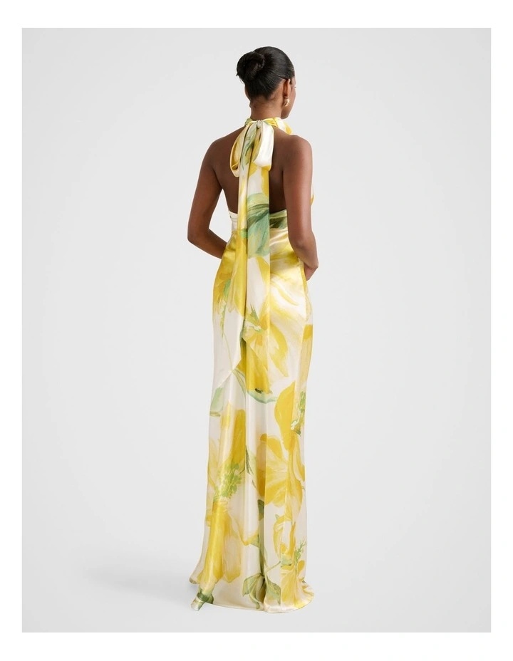Clementine Satin Maxi Dress in Yellow image 2