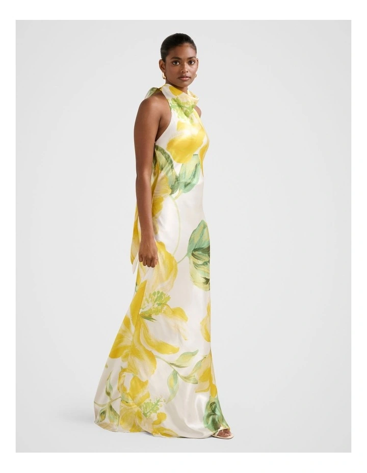 Clementine Satin Maxi Dress in Yellow image 3