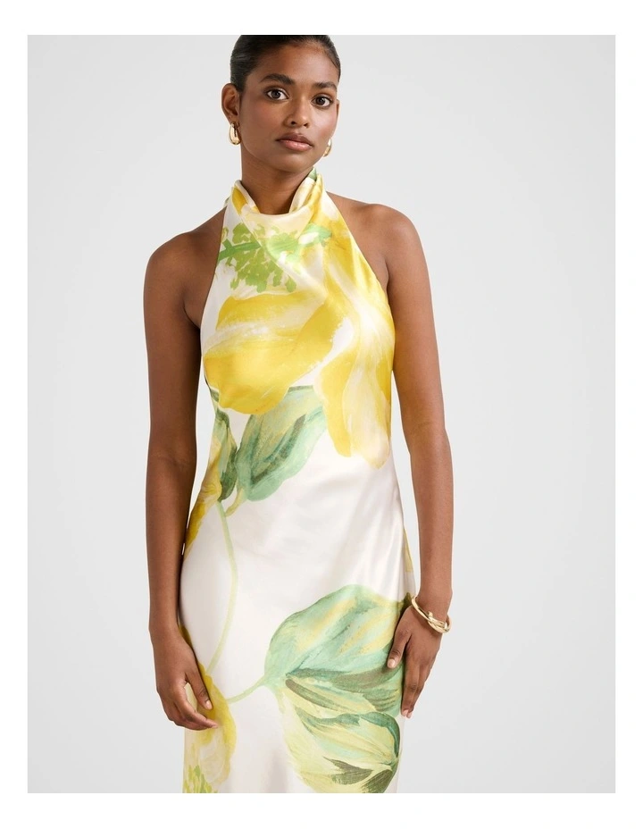 Clementine Satin Maxi Dress in Yellow image 4