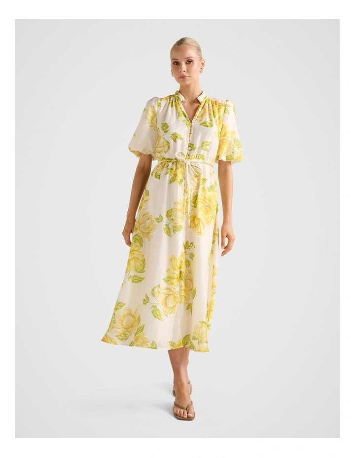 Macey Printed Midi Dress in Yellow image 1