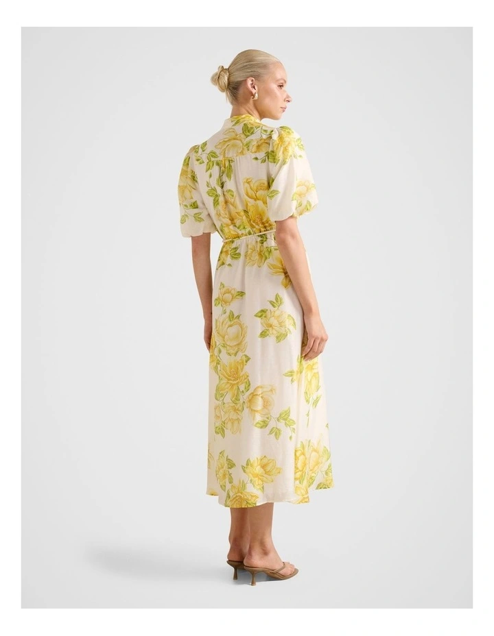 Macey Printed Midi Dress in Yellow image 2