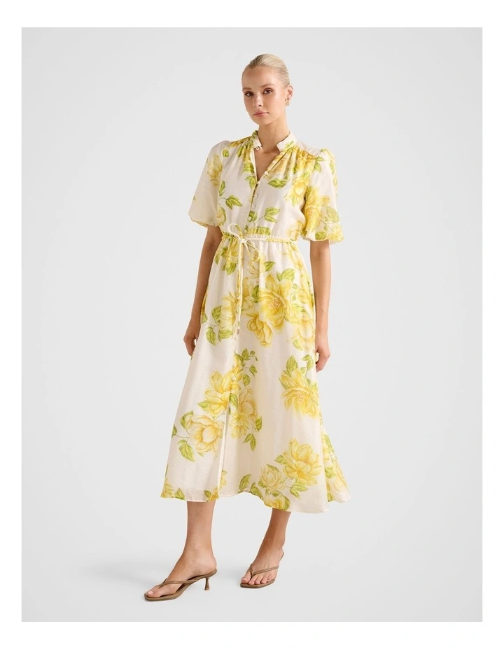 Macey Printed Midi Dress in Yellow image 3