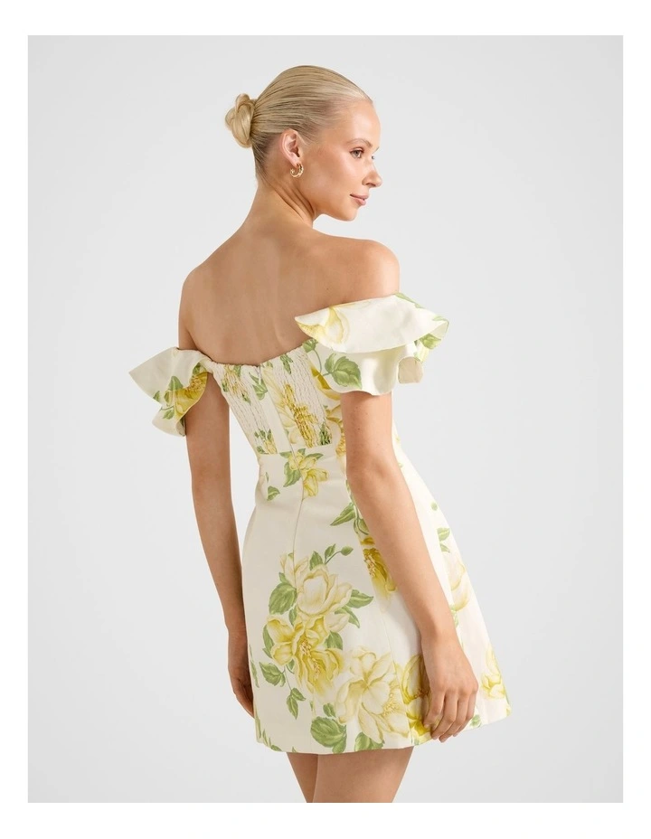 Kenzie Off Shoulder Ruffle Mini Dress in Multi image 2