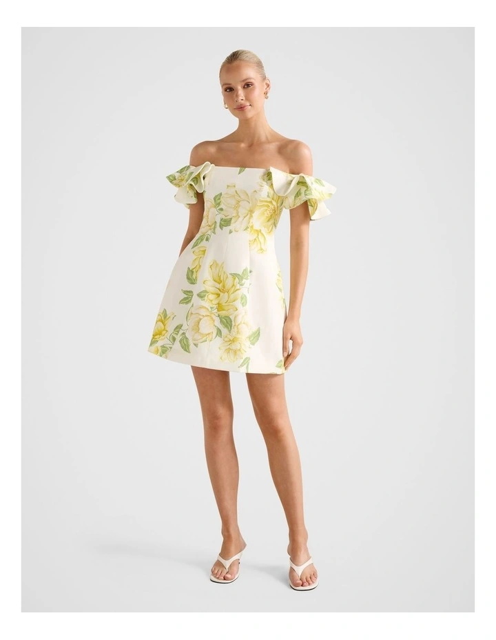 Kenzie Off Shoulder Ruffle Mini Dress in Multi image 5