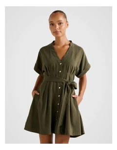 Brydie Belted Mini Dress in Green