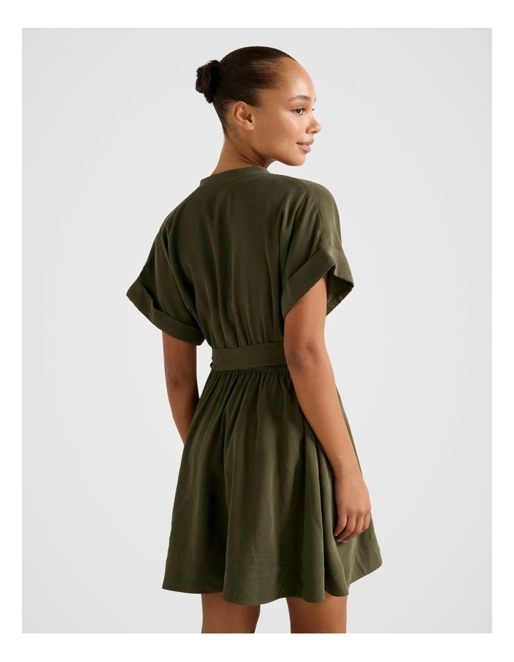 Brydie Belted Mini Dress in Green image 2