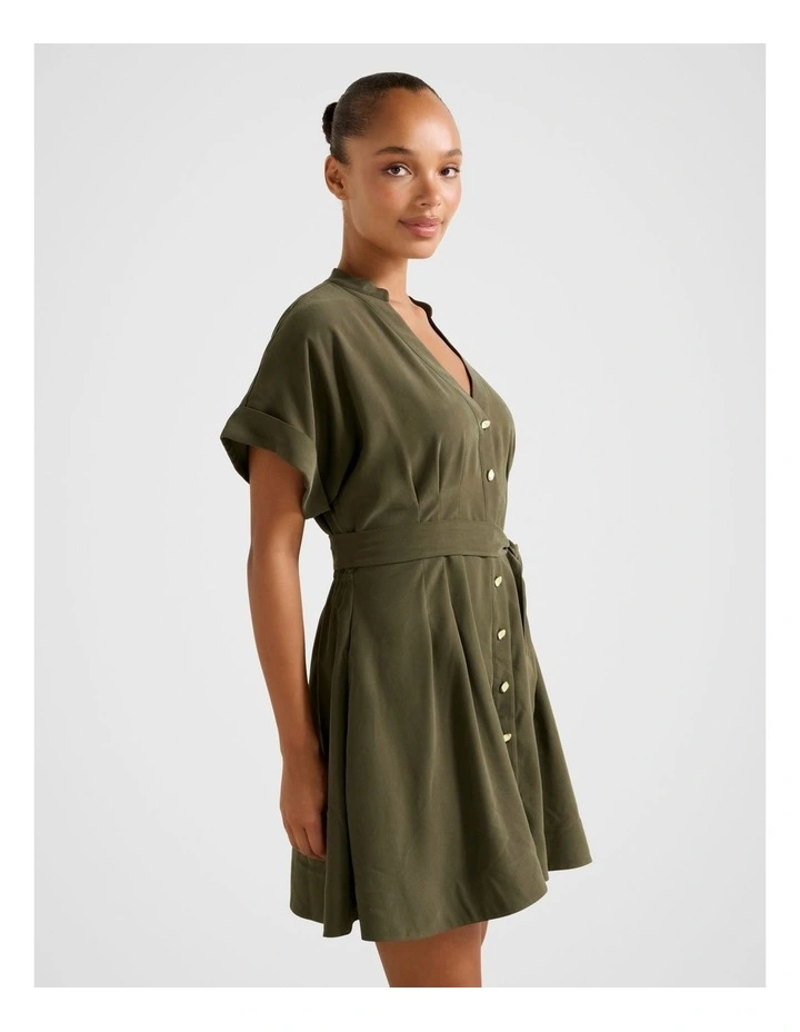 Brydie Belted Mini Dress in Green image 3